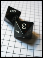 Dice : Dice - 8D - Pair Rounded Solid Black With Amber Flecks With White Numerals